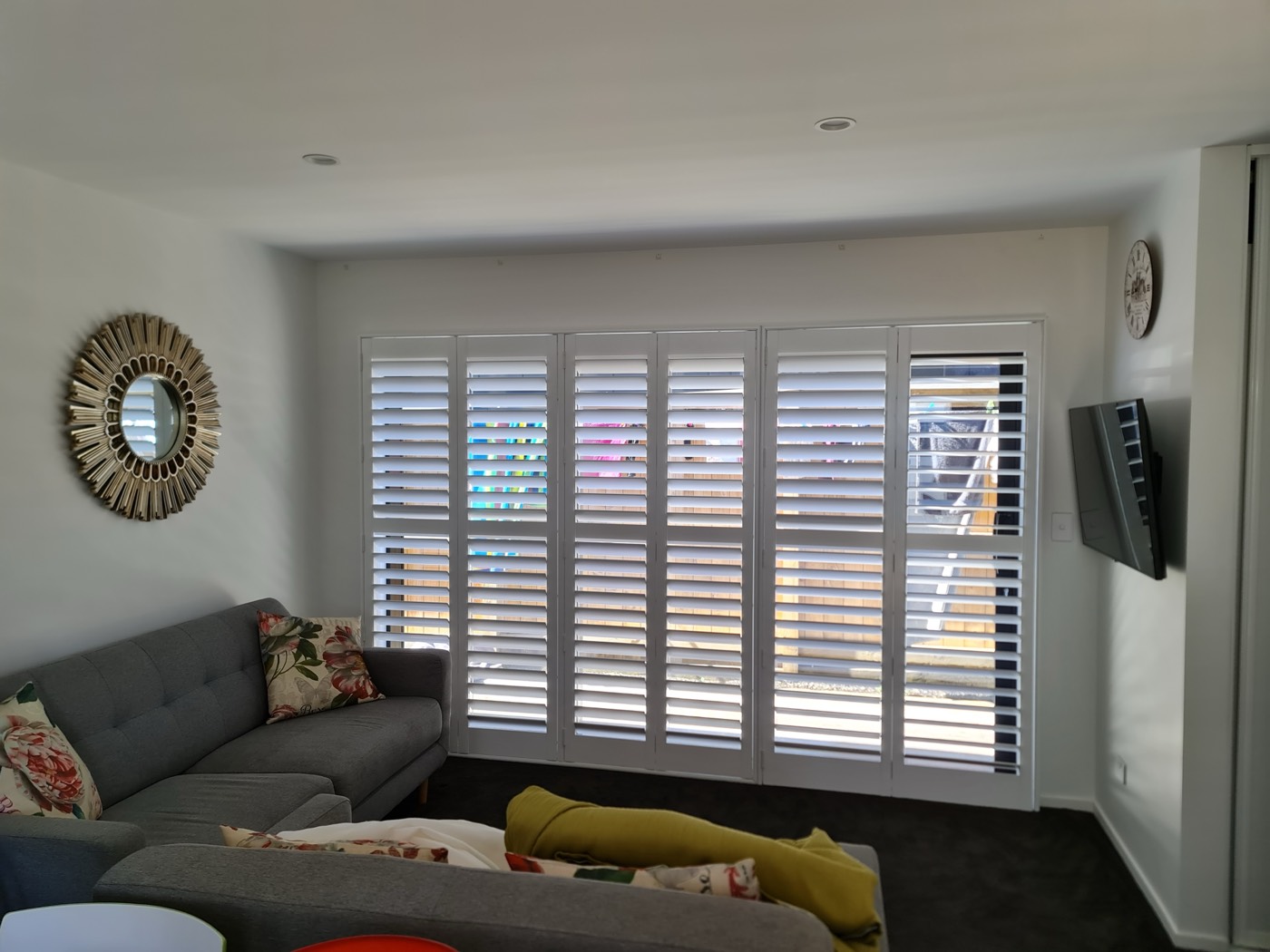 Plantation shutters in an Auckland living room