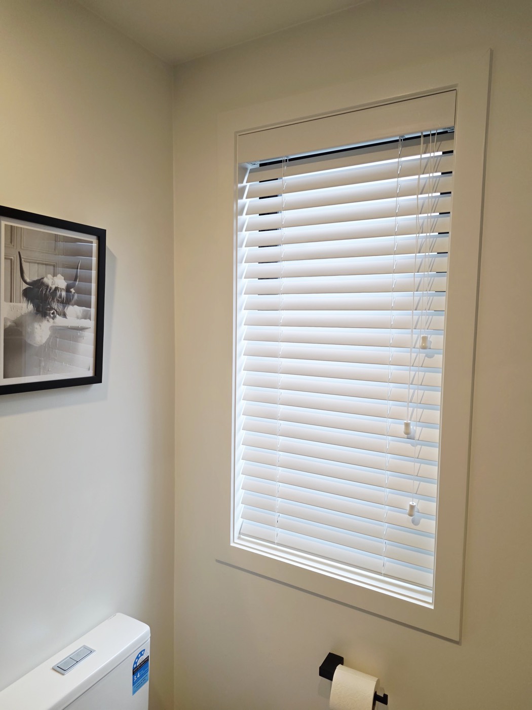 Crisp white venetian blinds